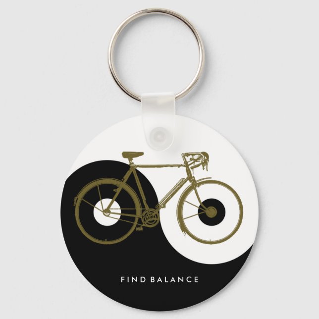 FIND BALANCE / yin yang bicycle Keychain (Front)