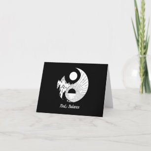 Find Balance Zen Yin Yang Black White Card