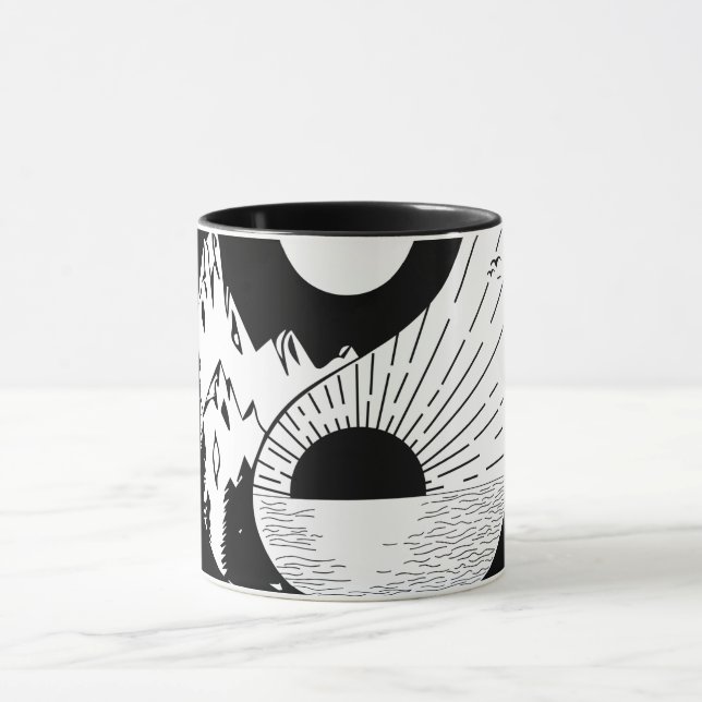 Find Balance Zen Yin Yang Black White Mug (Center)