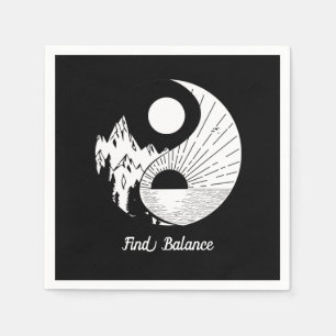 Find Balance Zen Yin Yang Black White Napkin