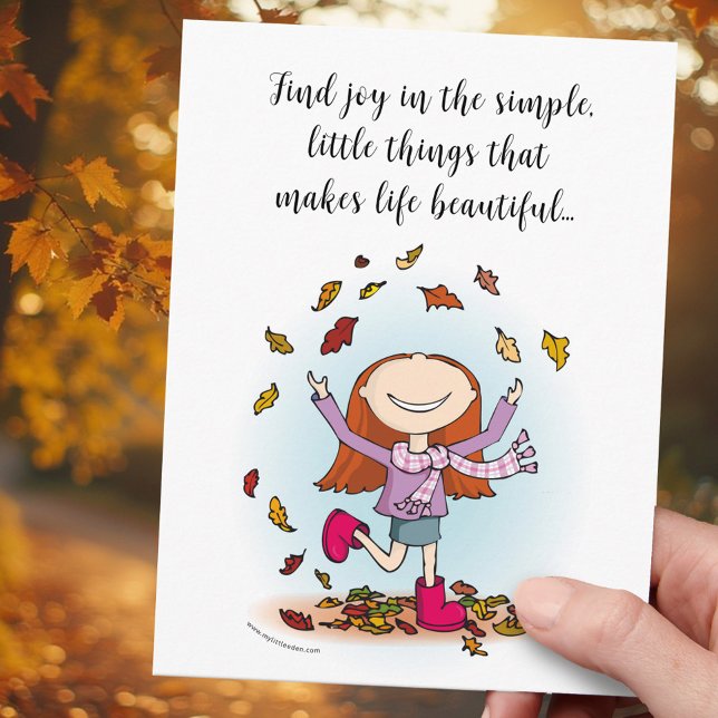 Find joy in the simple, little things girl playing postcard (Creator Uploaded)