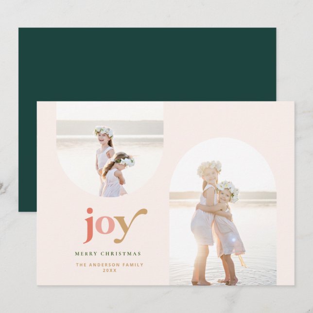 Find Joy Two Photo Christmas Card (Front/Back)