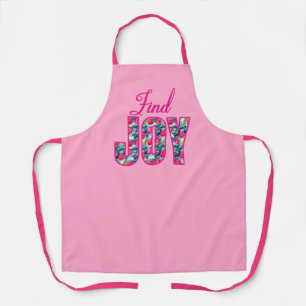 Find JOY Word Art in Fuchsia Pink and Teal Green Apron