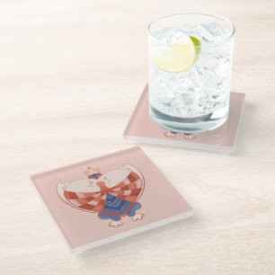 Find My Heart: Heart-shaped Lock Block Glass Coaster