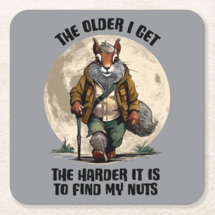 Find My Nuts - funny squirrel Square Paper Coaster