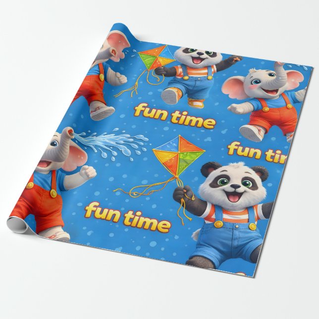 Find panda and elephant premium wrapping paper mak (Unrolled)