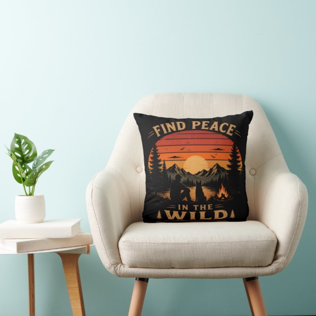 Find Peace in the Wild Throw Pillow (Chair)