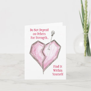 Find strength Within Notecard Card Broken Heart