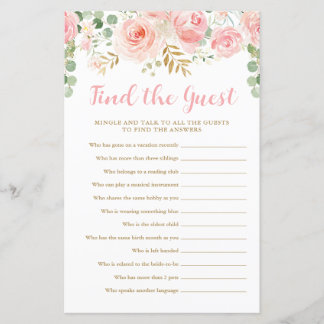 Find the Guest Baby Shower Game Card
