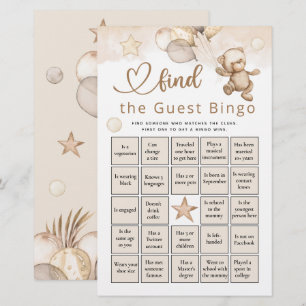 Find The Guest Bingo Baby Bear Baby Shower Game
