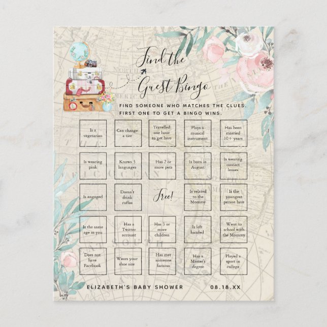 Find The Guest Bingo | Baby Shower Game (Front)