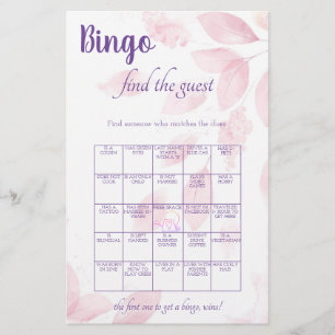 Find the Guest Bingo Bridal Shower Game Flyer