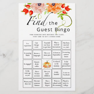 Find The Guest Bingo Pumpkin Baby Shower Game