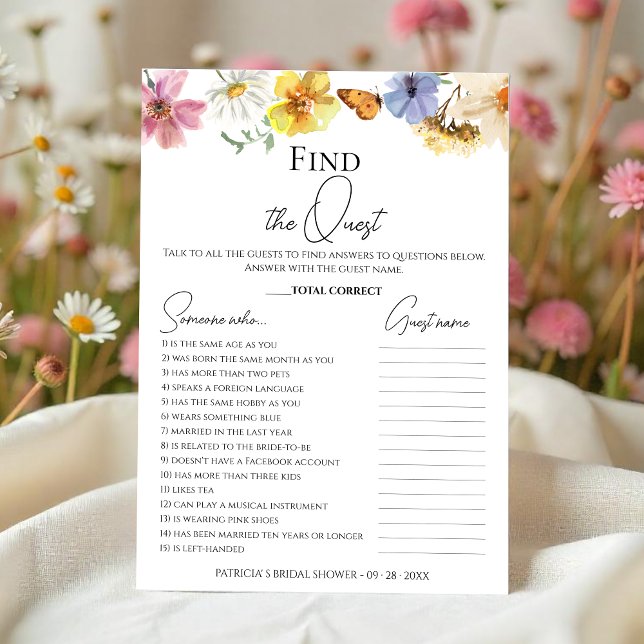 Find The Guest | Boho Bridal Shower Game Card (Creator Uploaded)
