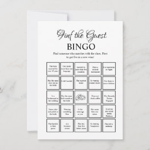 Find the Guest bridal shower bingo Game Card