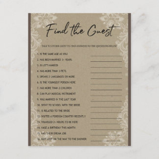 Find the Guest Bridal Shower Game Enclosure Card