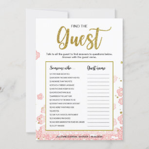 Find the Guest Game   Gold and Pink Bridal Shower