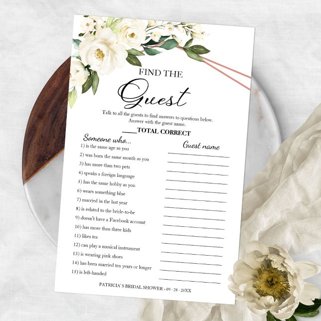 Find The Guest Game Greenery Bridal Shower Flyer (Creator Uploaded)