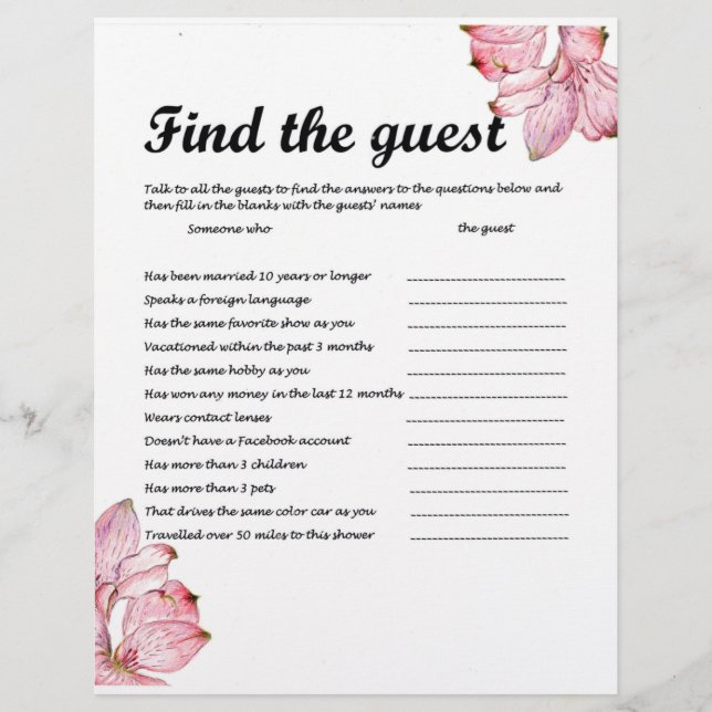 FIND THE GUEST GAME LETTERHEAD (Front)