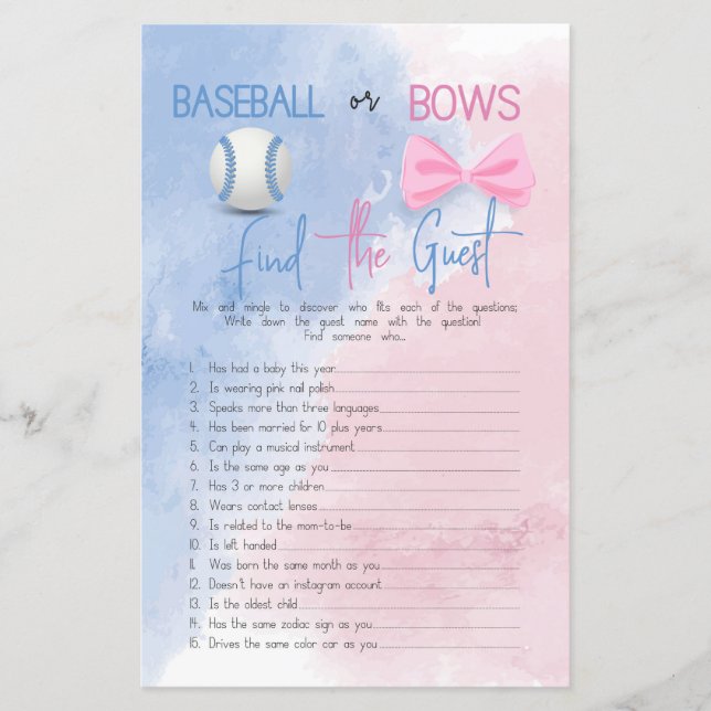 Find the guest gender reveal game (Front)