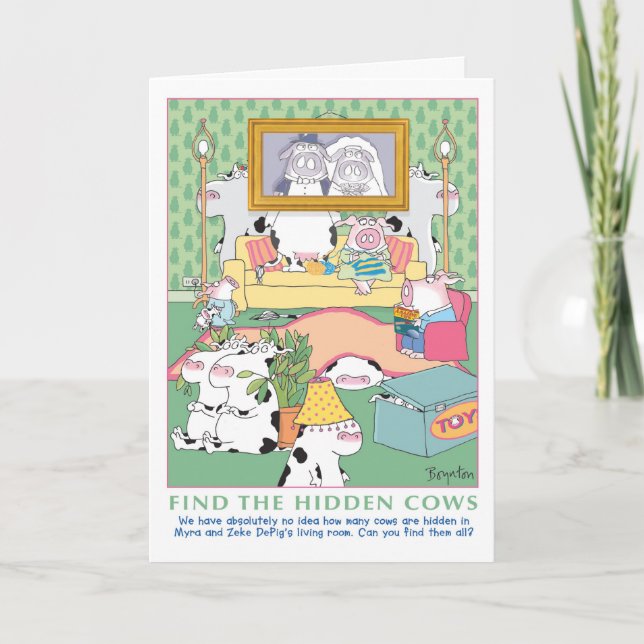 FIND THE HIDDEN COWS Birthday Card (Front)