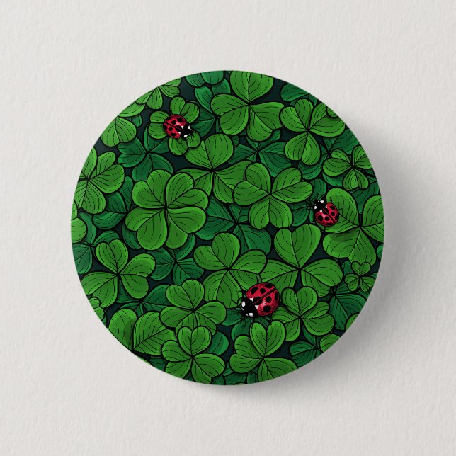 Find the lucky clover 2 inch round button (Front)