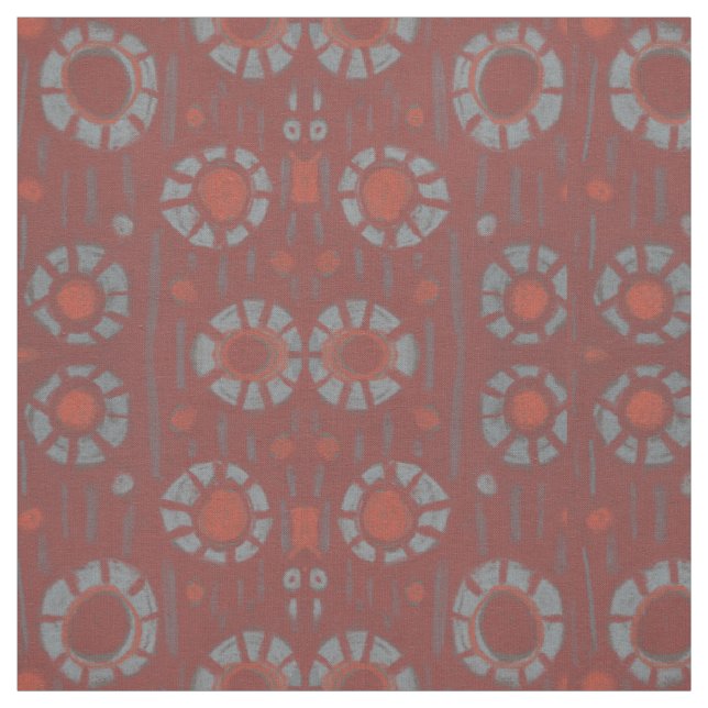 "Find the rabbit" rustic pattern, earth tones Fabric (Swatch)
