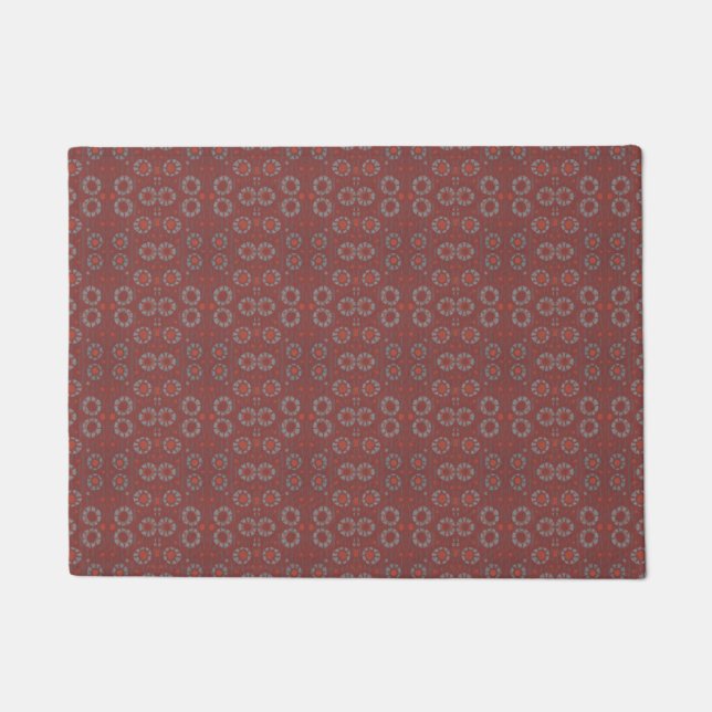 Find the Rabbit, rustic pattern, grey & terracotta Doormat (Front)