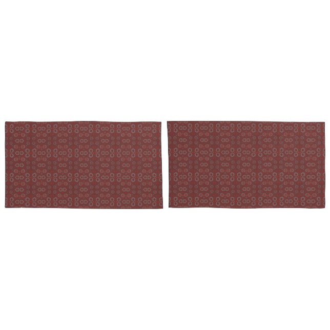 Find the Rabbit, rustic pattern, grey & terracotta Pillowcase (Back-Set)