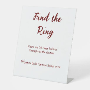 find the ring wedding bridal shower game pedestal sign