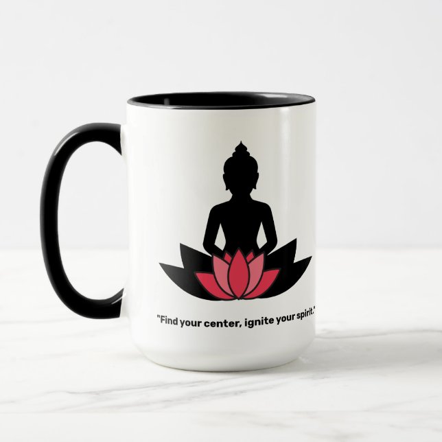 "Find your centre, ignite your spirit." YOGA LOVER Mug (Left)