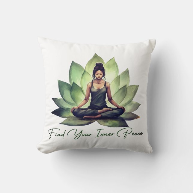 Find your inner peace throw pillow (Front)