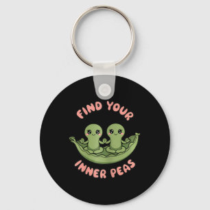 Find Your Inner Peas Kawaii Zen Pods Yoga Design Keychain