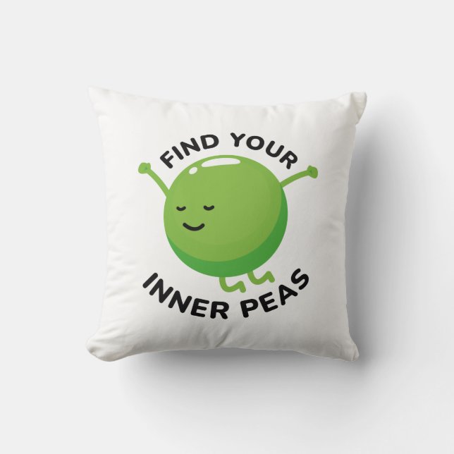 Find Your Inner Peas Throw Pillow (Front)