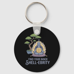 Find Your Inner Shell-ebrity Yoga Pun Meditating B Keychain