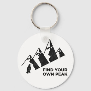 Find Your Own Peak– Inspirational Penguin Design Keychain