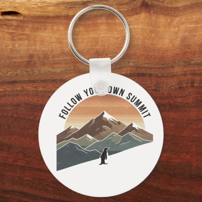 Find Your Own Summit– Inspirational Penguin  Keychain (Front)