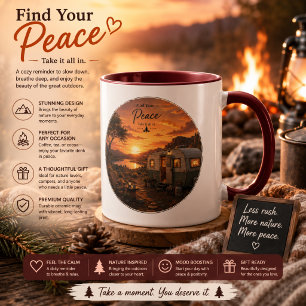 Find Your Peace Rustic Sunset Camper Mug Cozy Na