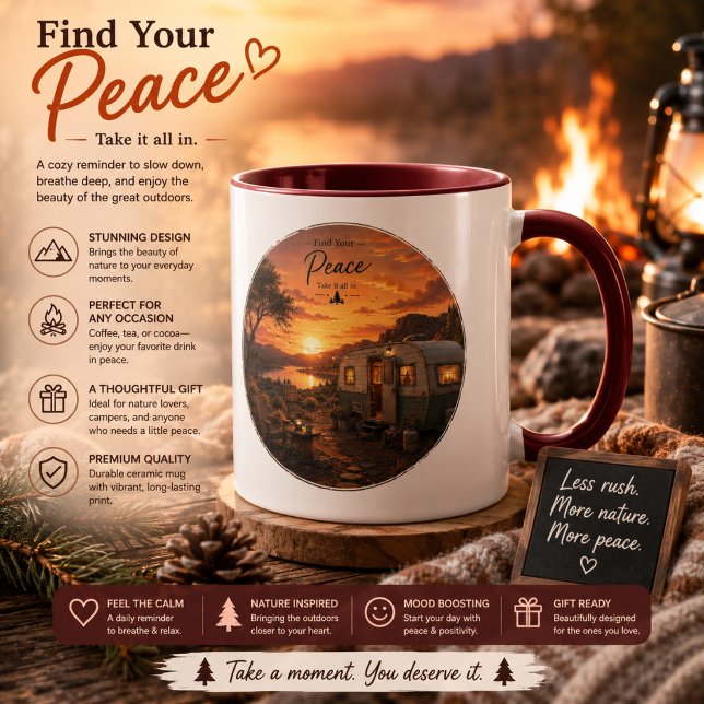 Find Your Peace Rustic Sunset Camper Mug | Cozy Na (Creator Uploaded)