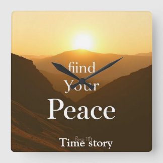 Find Your Peace" Serene Mountain Landscape Wall Cl Square Wall Clock