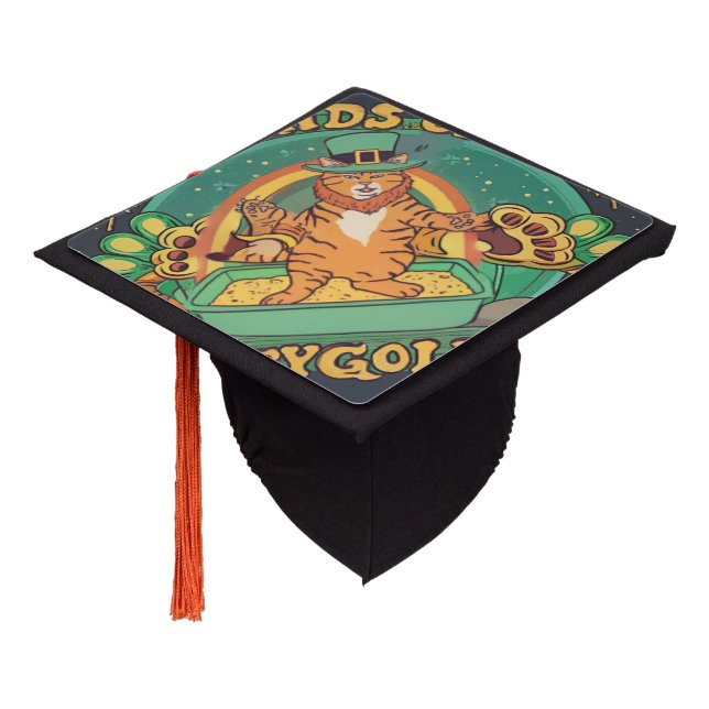 Find your Pot of Gold Green-filled Day of Joy! Graduation Cap Topper (Angled)