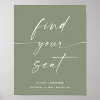 Find Your Seat | Dusty Sage Green Wedding Sign