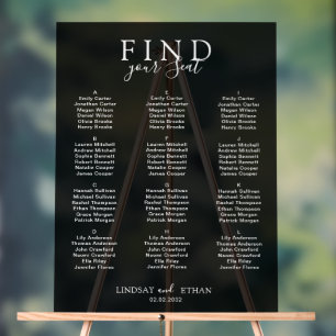 Find Your Seat! Elegant Black Transparent Wedding Acrylic Sign