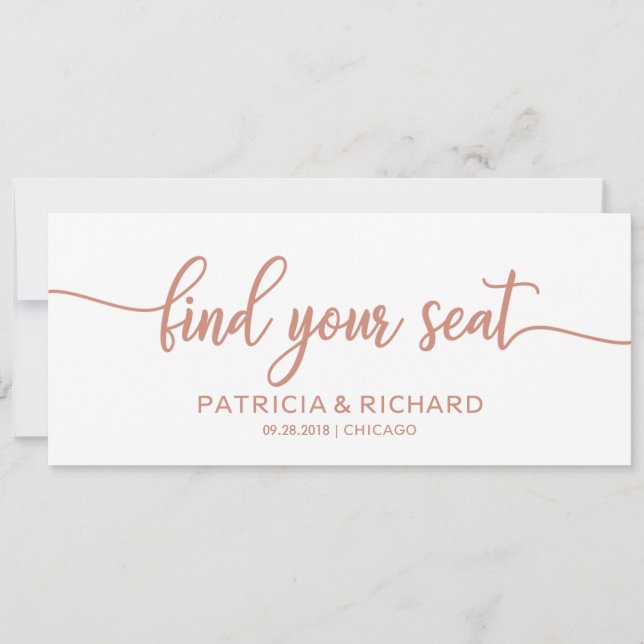 Find your Seat Seating Chart Title Rose Gold Invitation (Front)