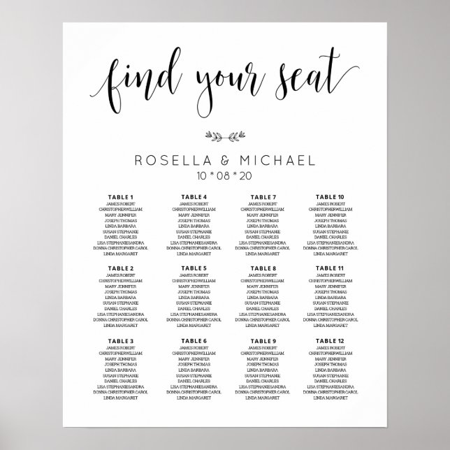 Find Your Seat - Wedding Seating Chart (Front)
