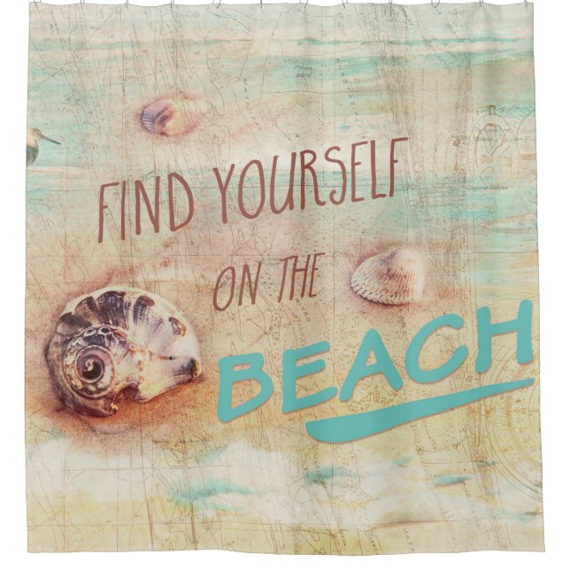 Find yourself on the beach aqua shell collage (Front)