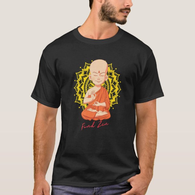 Find Zen  Zen Little Baby Buddha Lotus T-Shirt (Front)