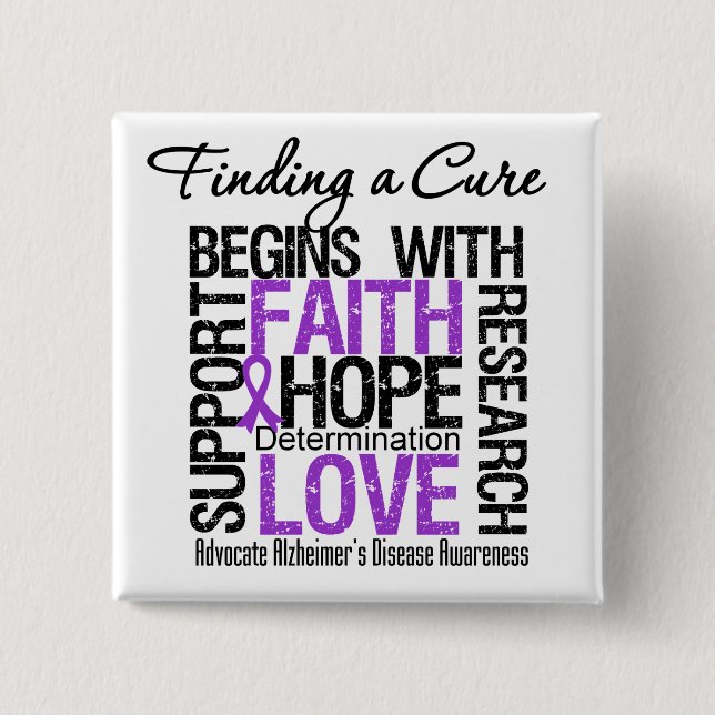 Finding a Cure For Alzheimers Disease 2 Inch Square Button (Front)