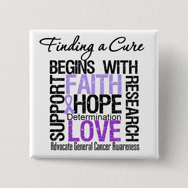 Finding a Cure For Cancer 2 Inch Square Button (Front)