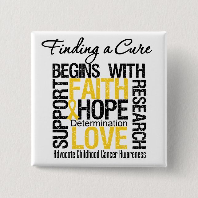 Finding a Cure For Childhood Cancer 2 Inch Square Button (Front)